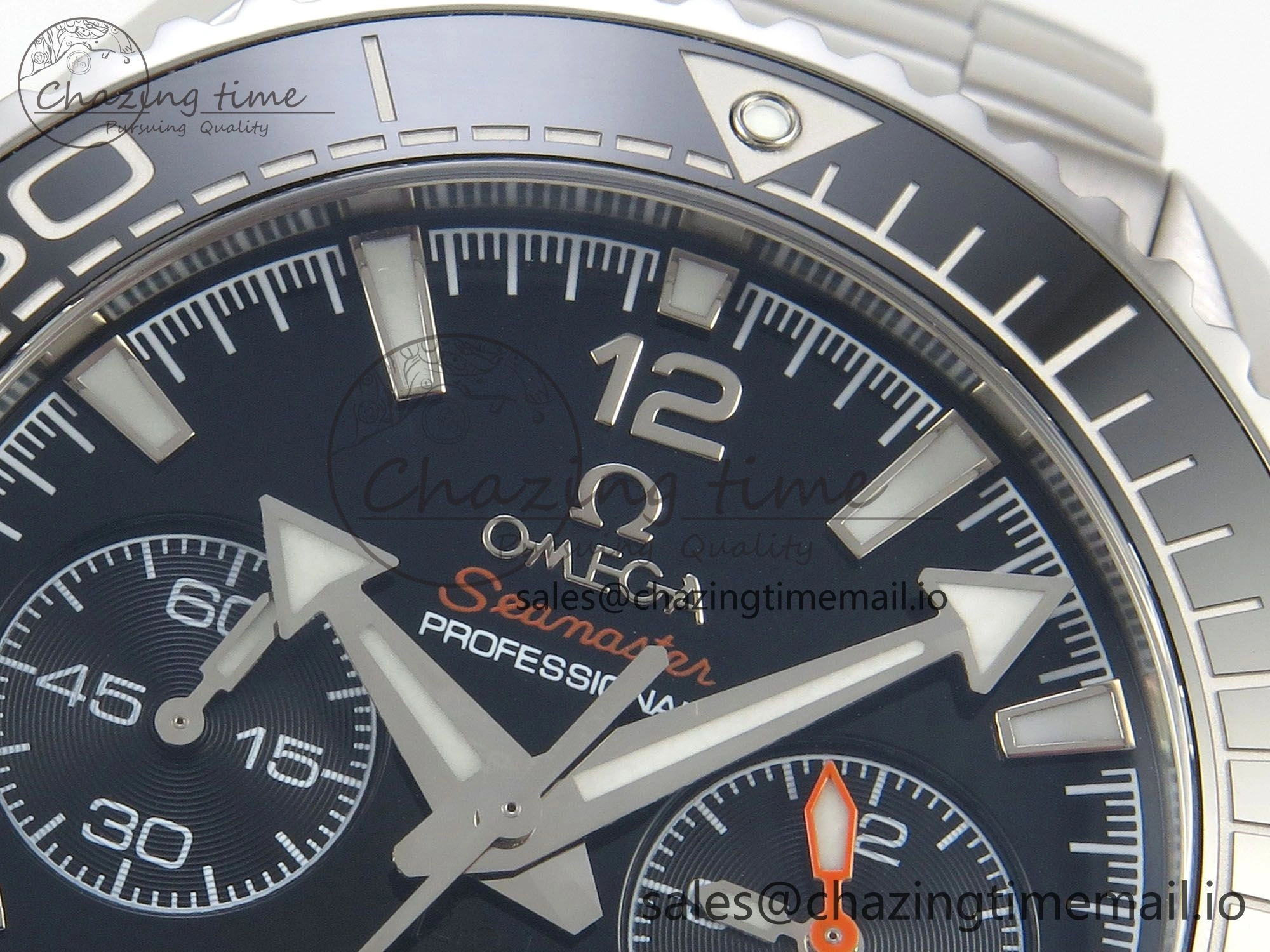 Planet Ocean 600M Chrono SS VRF 1:1 Best Edition Black Bezel Black Dial on SS Bracelet A9900