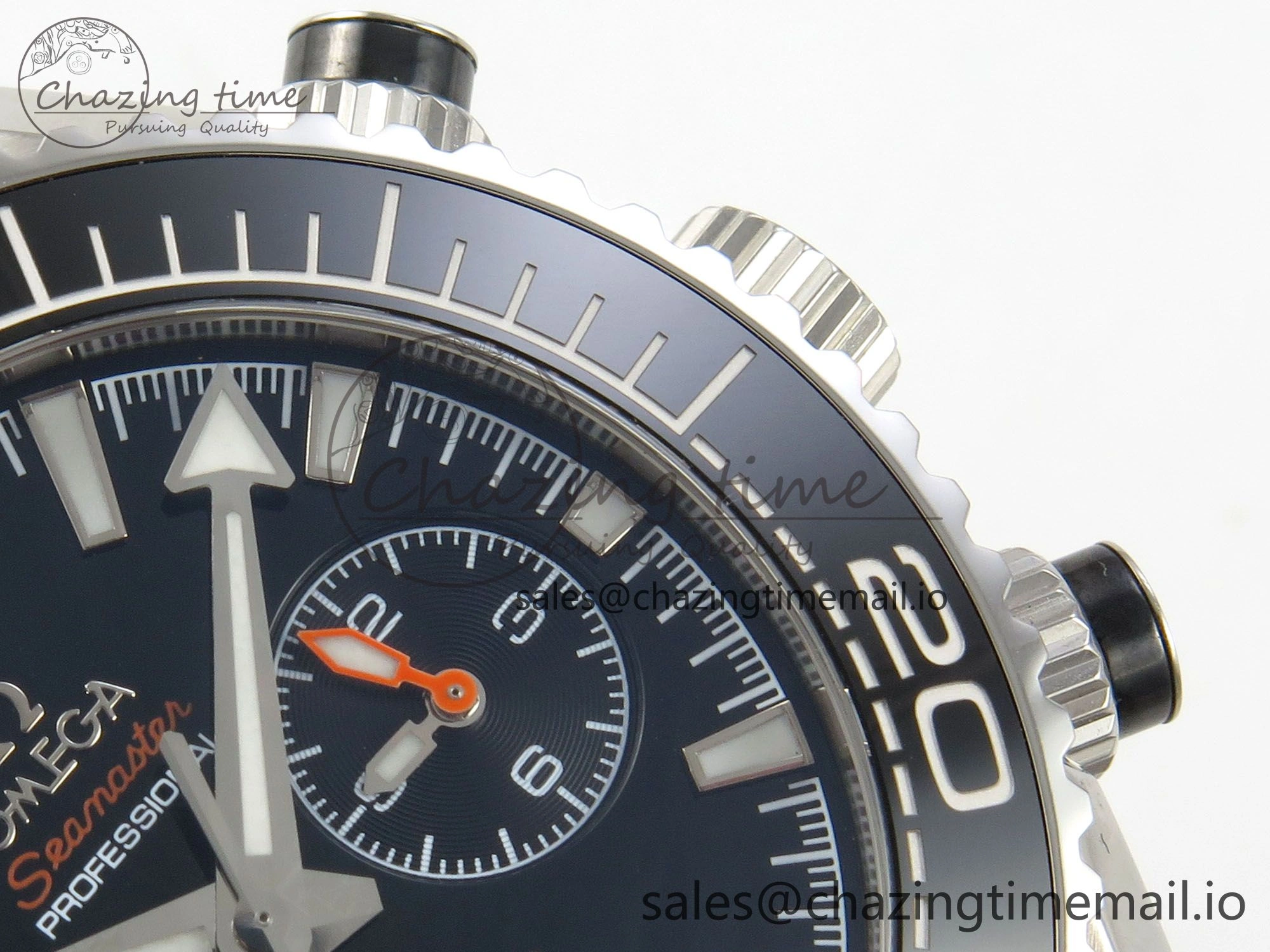 Planet Ocean 600M Chrono SS VRF 1:1 Best Edition Black Bezel Black Dial on SS Bracelet A9900