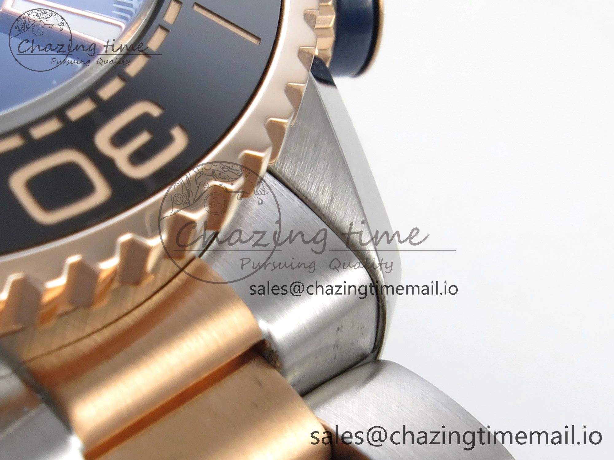 Planet Ocean 600M Chrono SS VRF 1:1 Best Edition Black Bezel Blue Dial on RG SS Bracelet A9900