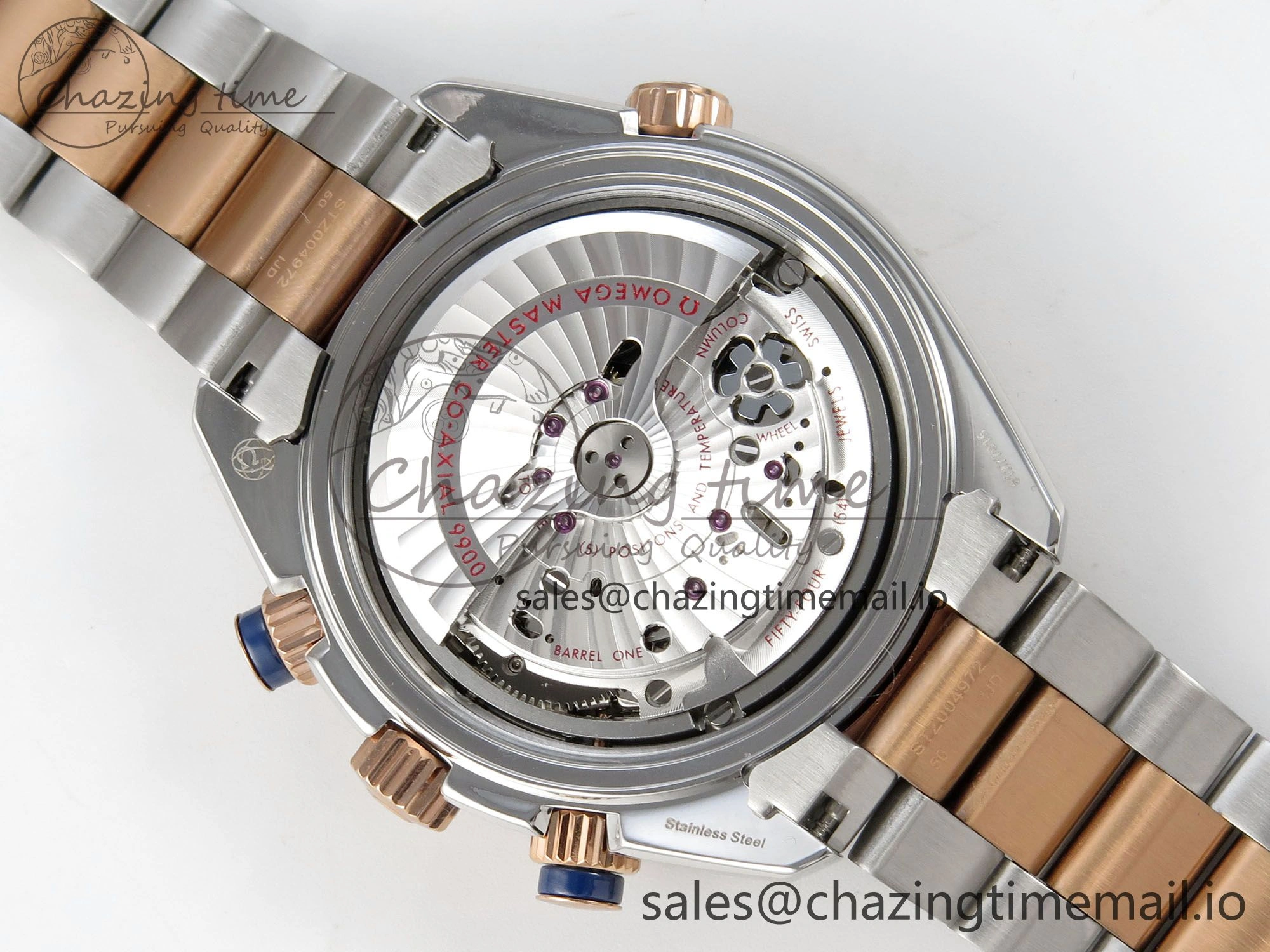 Planet Ocean 600M Chrono SS VRF 1:1 Best Edition Black Bezel Blue Dial on RG SS Bracelet A9900