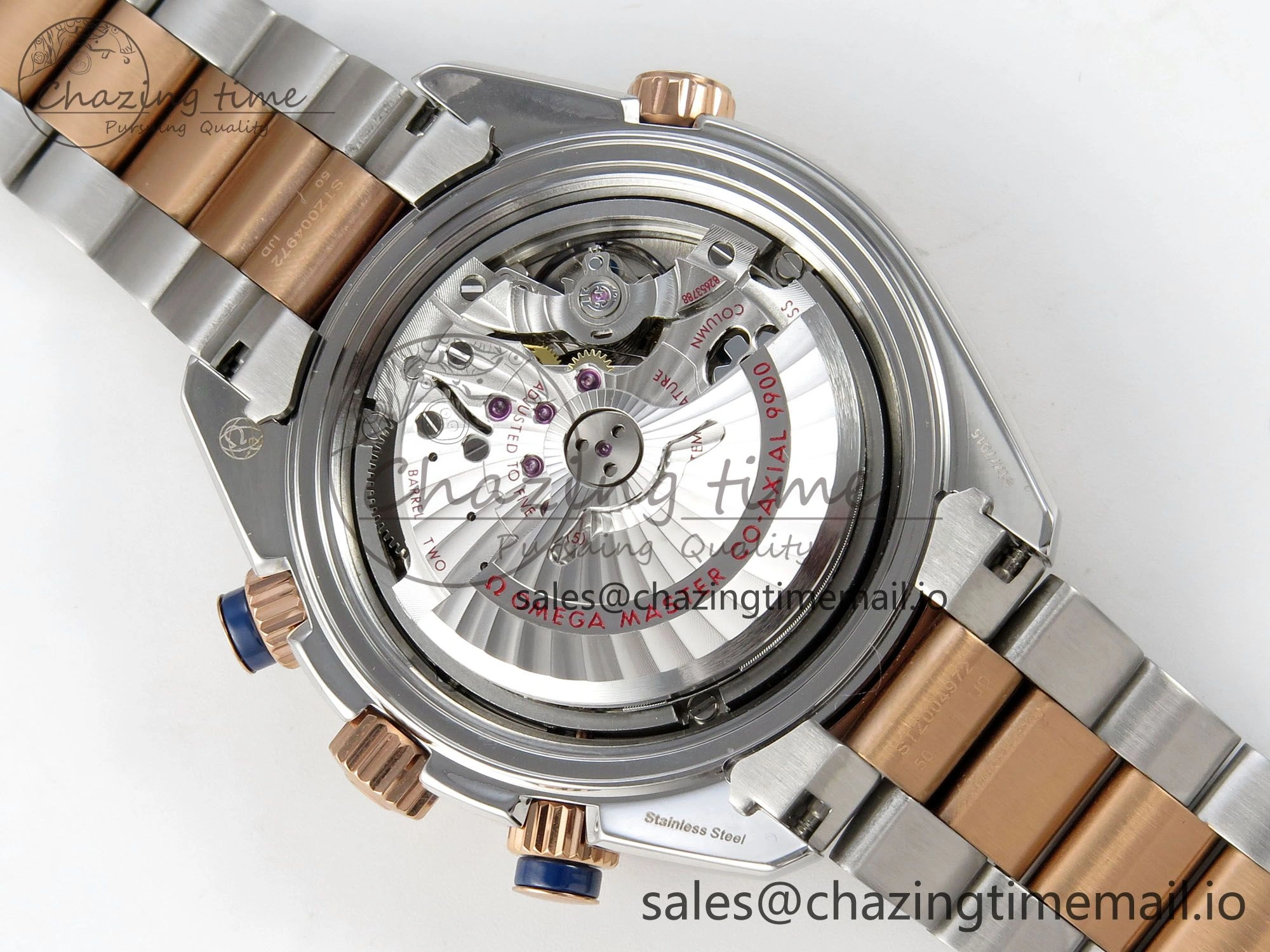 Planet Ocean 600M Chrono SS VRF 1:1 Best Edition Black Bezel Blue Dial on RG SS Bracelet A9900