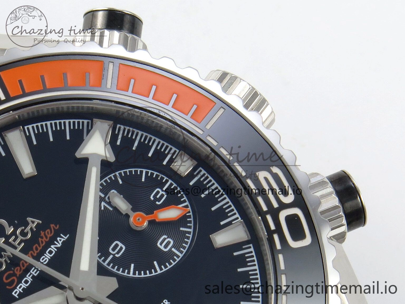 Planet Ocean 600M Chrono SS VRF 1:1 Best Edition Black Orange Bezel Black Dial on SS Bracelet A9900