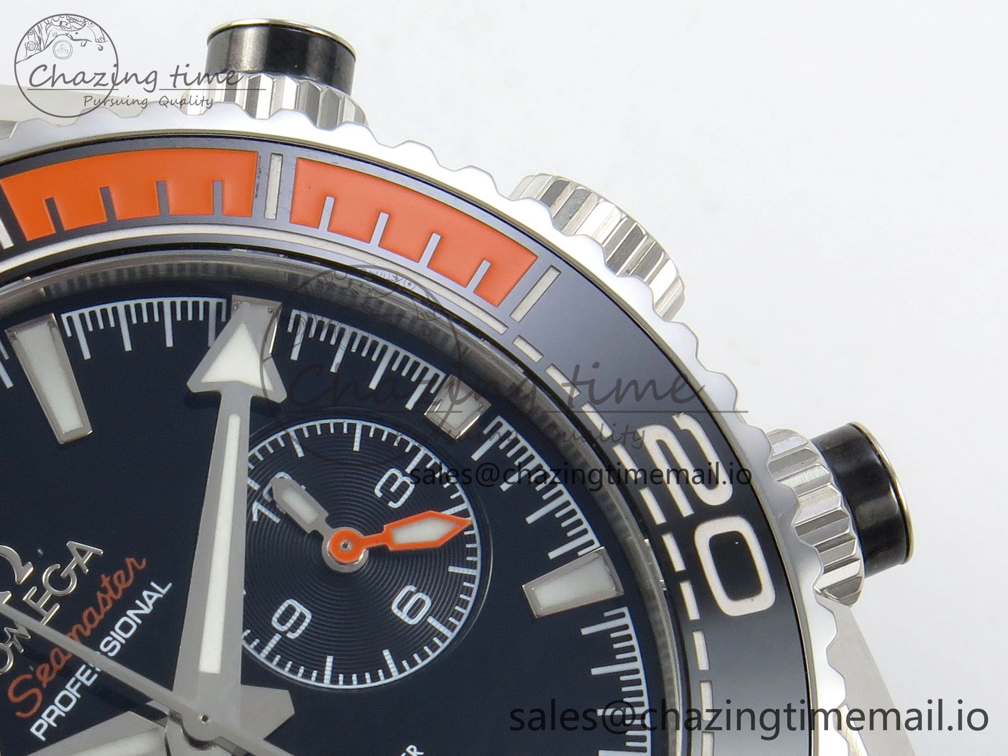 Planet Ocean 600M Chrono SS VRF 1:1 Best Edition Black Orange Bezel Black Dial on SS Bracelet A9900