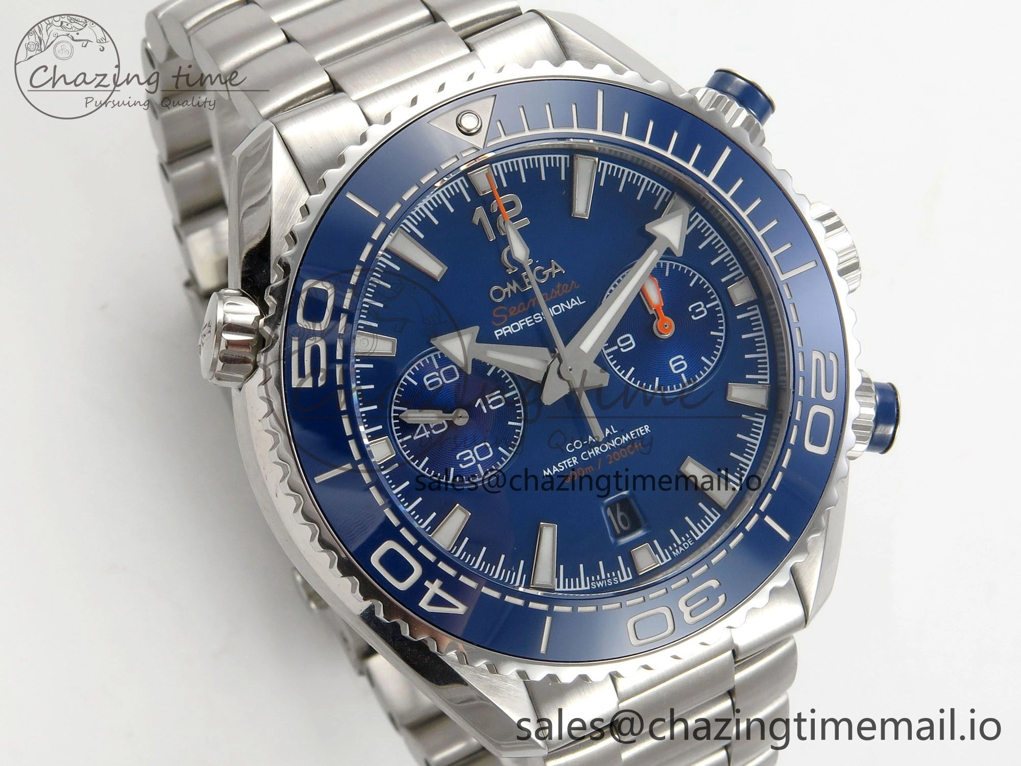 Planet Ocean 600M Chrono SS VRF 1:1 Best Edition Blue Bezel Blue Dial on SS Bracelet A9900