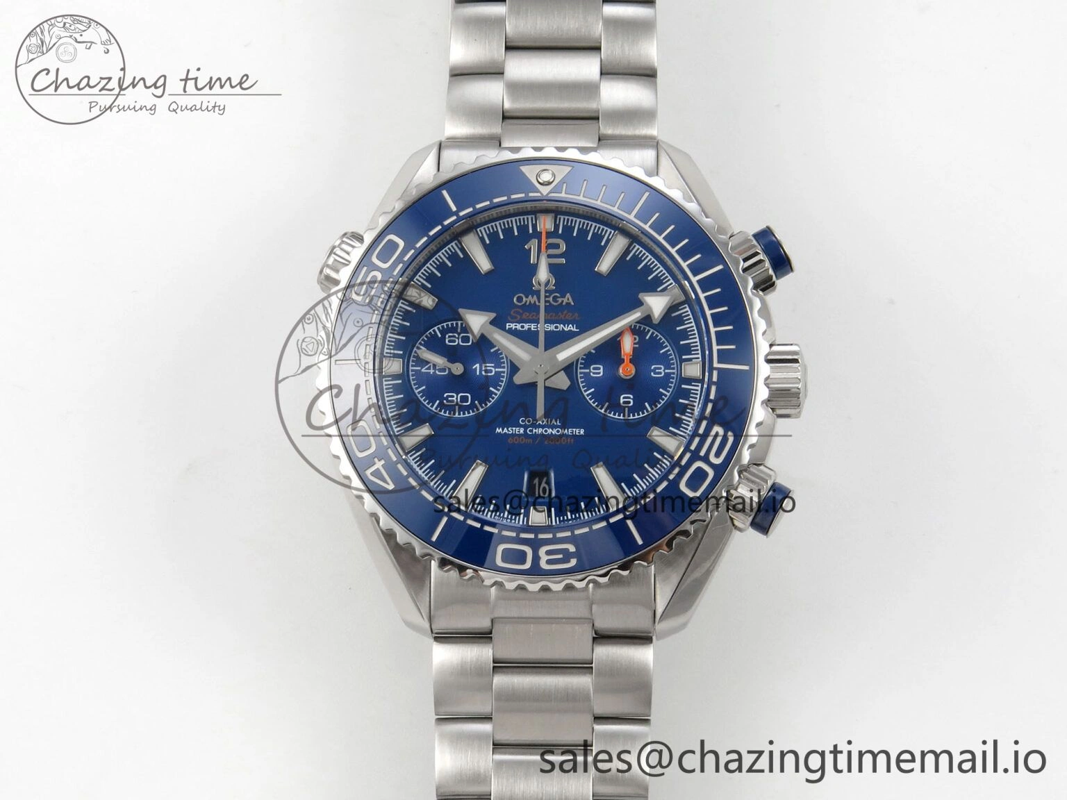 Planet Ocean 600M Chrono SS VRF 1:1 Best Edition Blue Bezel Blue Dial on SS Bracelet A9900