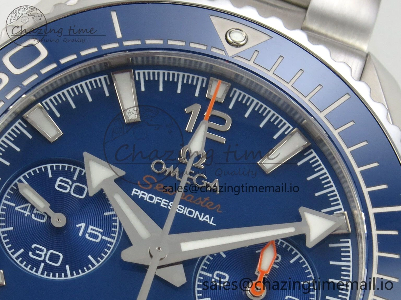 Planet Ocean 600M Chrono SS VRF 1:1 Best Edition Blue Bezel Blue Dial on SS Bracelet A9900