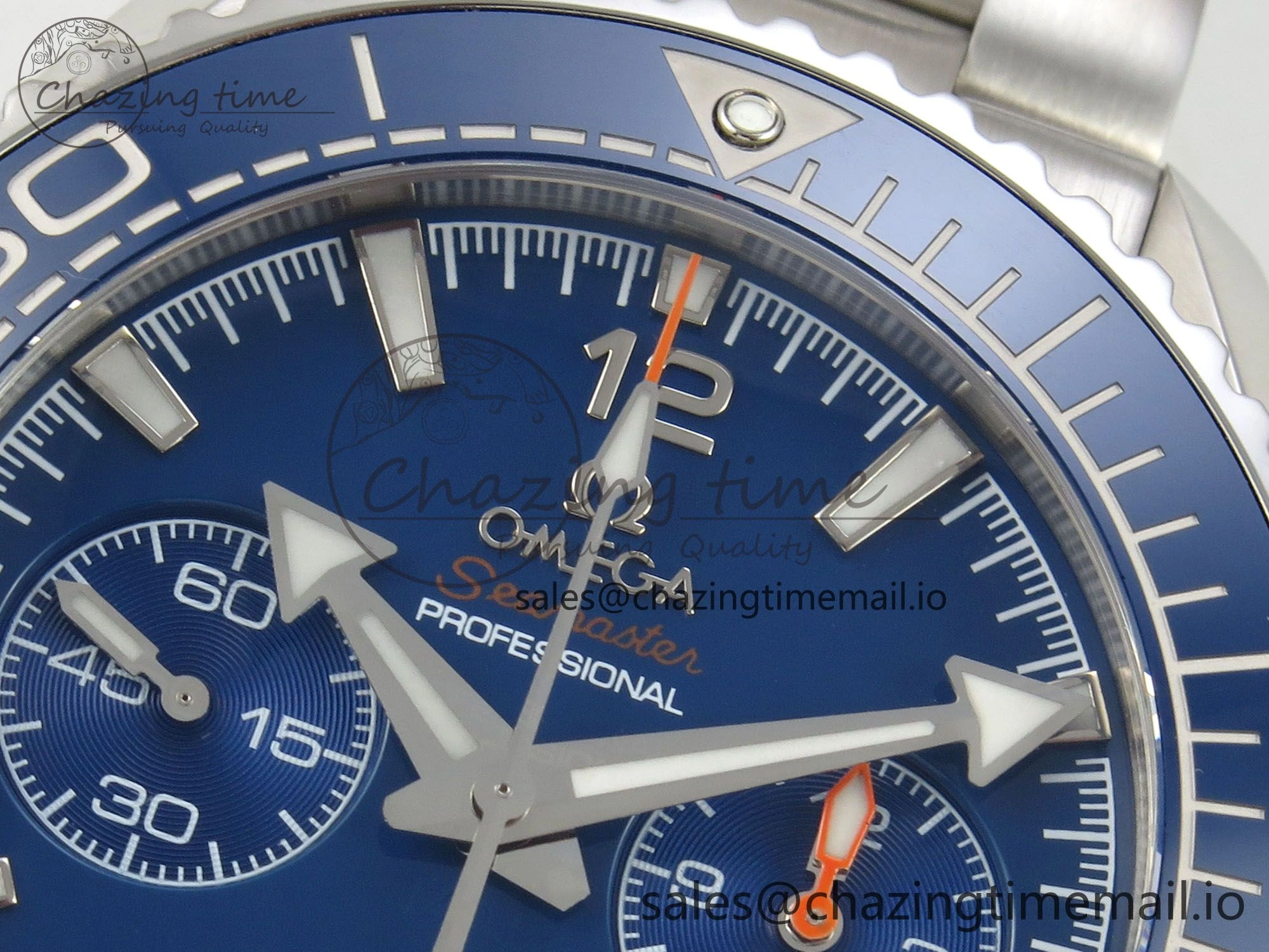 Planet Ocean 600M Chrono SS VRF 1:1 Best Edition Blue Bezel Blue Dial on SS Bracelet A9900