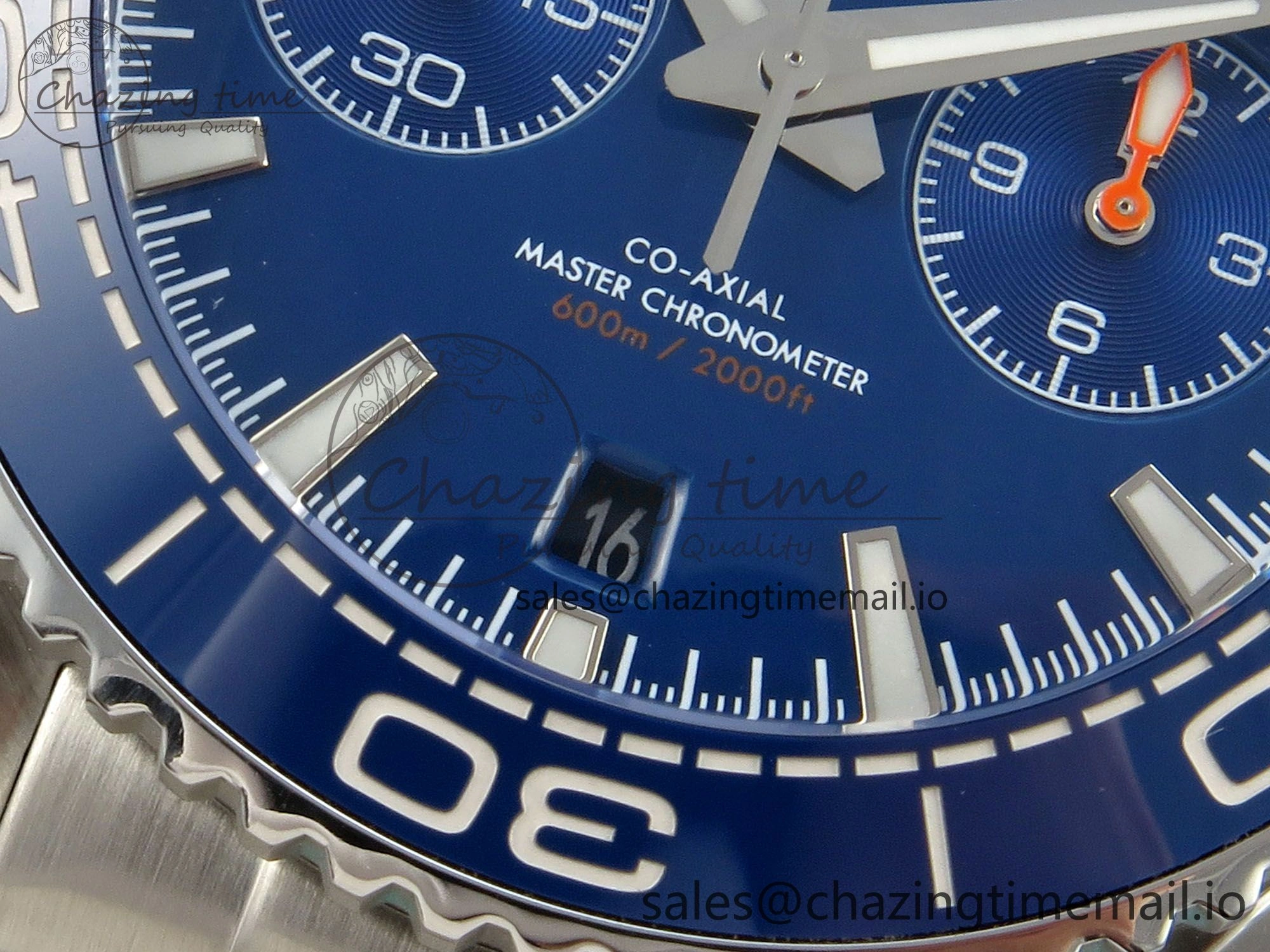 Planet Ocean 600M Chrono SS VRF 1:1 Best Edition Blue Bezel Blue Dial on SS Bracelet A9900