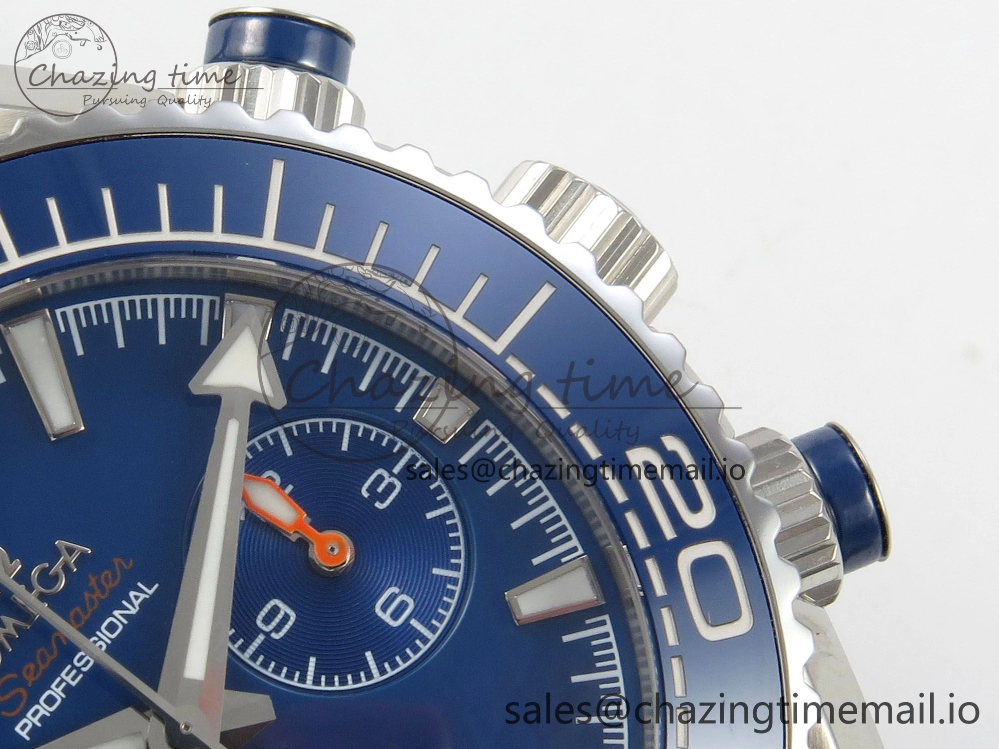 Planet Ocean 600M Chrono SS VRF 1:1 Best Edition Blue Bezel Blue Dial on SS Bracelet A9900