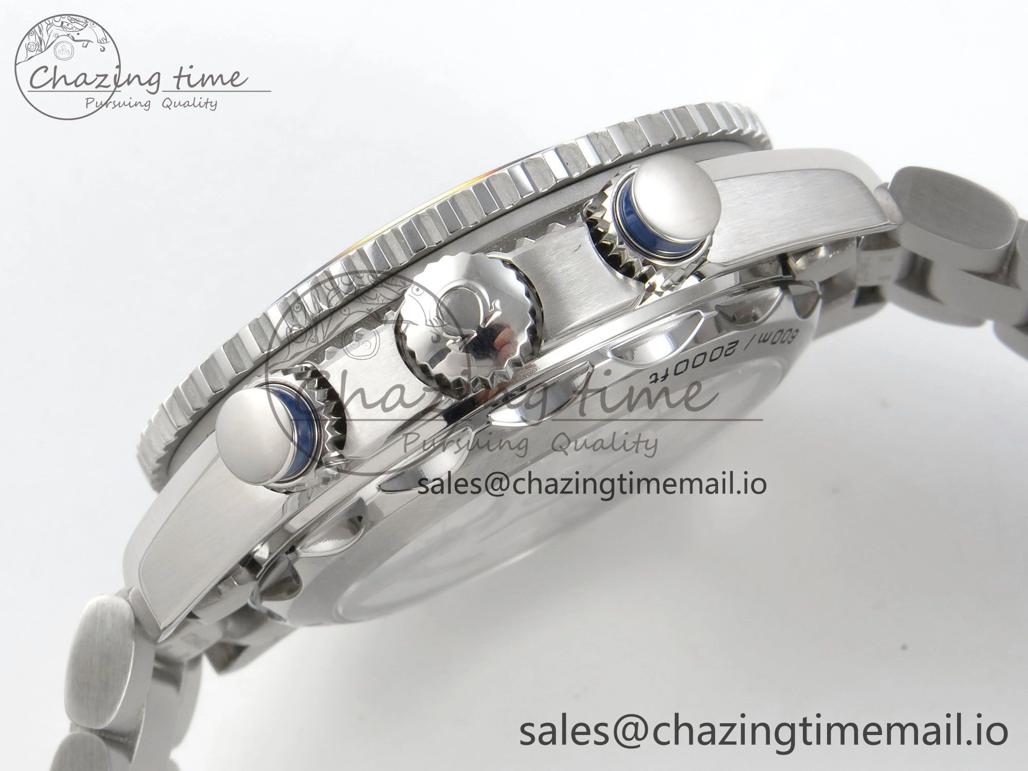 Planet Ocean 600M Chrono SS VRF 1:1 Best Edition Blue Bezel Blue Dial on SS Bracelet A9900