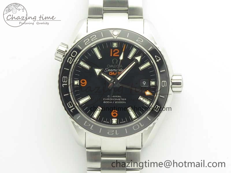 Planet Ocean 600M Co-Axial GMT 43.5mm VSF 1:1 Best Edition Black Dial Orange Markers on SS Bracelet A8605 Super Clone
