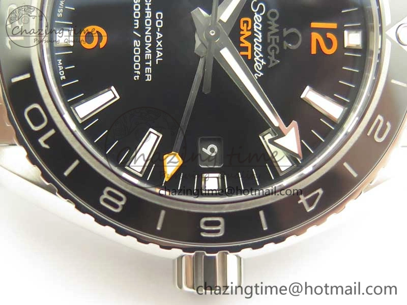 Planet Ocean 600M Co-Axial GMT 43.5mm VSF 1:1 Best Edition Black Dial Orange Markers on SS Bracelet A8605 Super Clone