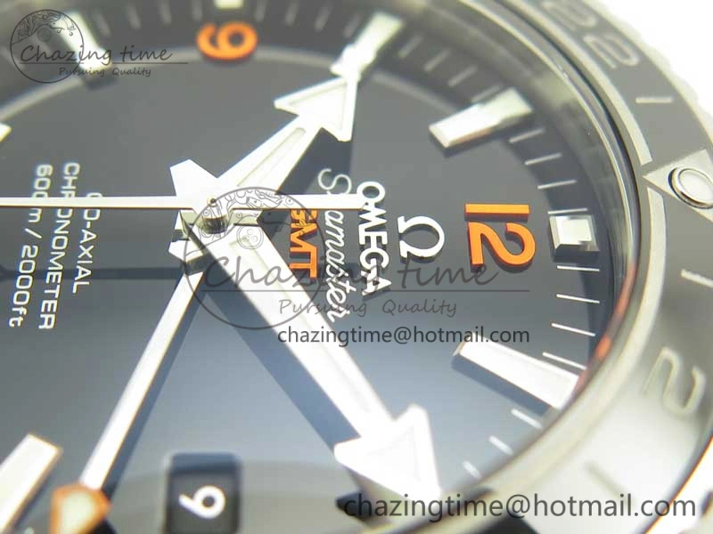 Planet Ocean 600M Co-Axial GMT 43.5mm VSF 1:1 Best Edition Black Dial Orange Markers on SS Bracelet A8605 Super Clone