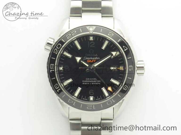 Planet Ocean 600M Co-Axial GMT 43.5mm VSF 1:1 Best Edition Black Dial Silver Markers on SS Bracelet A8605 Super Clone