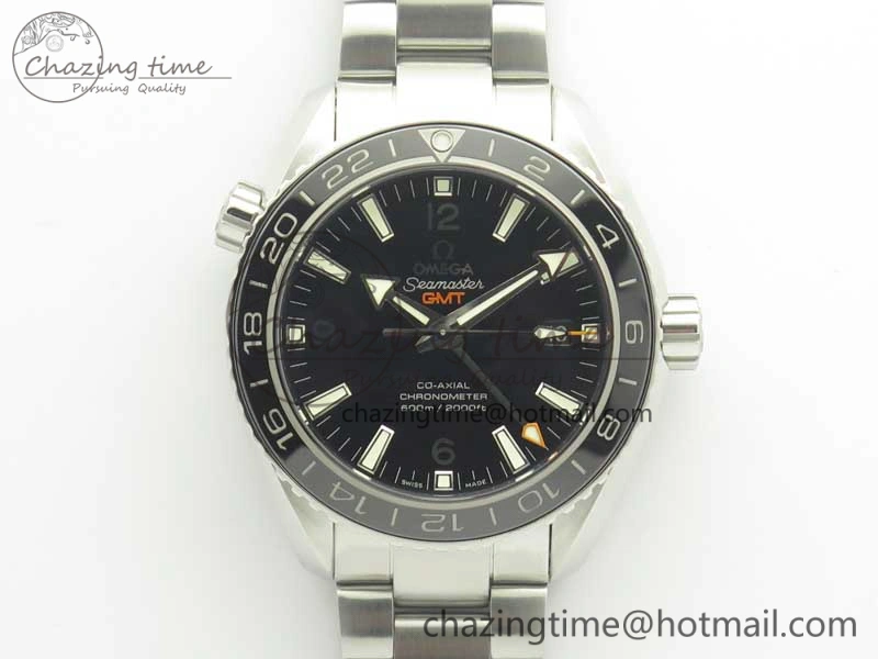 Planet Ocean 600M Co-Axial GMT 43.5mm VSF 1:1 Best Edition Black Dial Silver Markers on SS Bracelet A8605 Super Clone