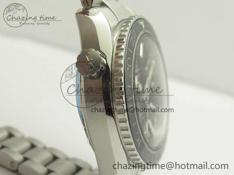 Planet Ocean 600M Co-Axial GMT 43.5mm VSF 1:1 Best Edition Black Dial Silver Markers on SS Bracelet A8605 Super Clone