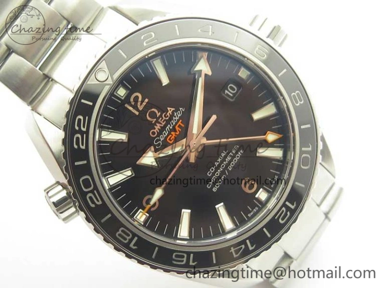 Planet Ocean 600M Co-Axial GMT 43.5mm VSF 1:1 Best Edition Black Dial Silver Markers on SS Bracelet A8605 Super Clone