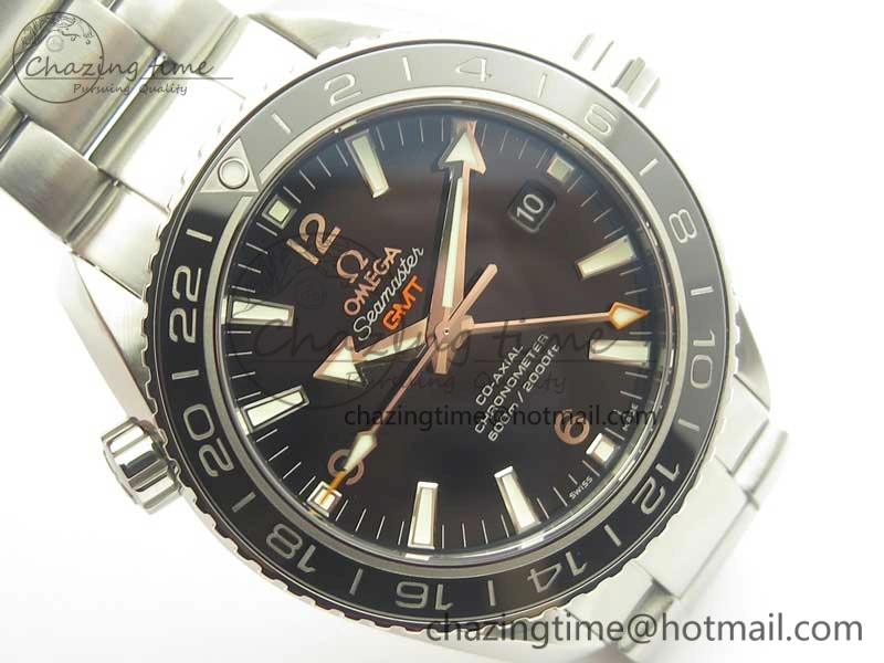 Planet Ocean 600M Co-Axial GMT 43.5mm VSF 1:1 Best Edition Black Dial Silver Markers on SS Bracelet A8605 Super Clone