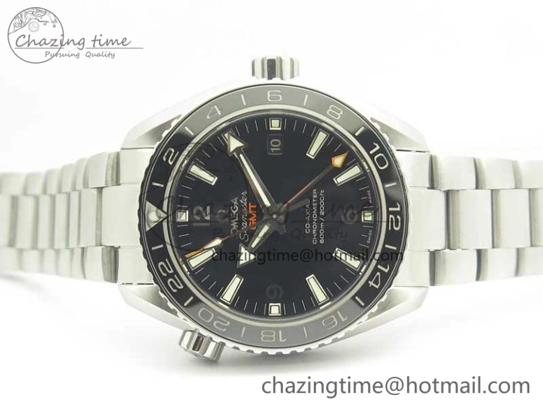 Planet Ocean 600M Co-Axial GMT 43.5mm VSF 1:1 Best Edition Black Dial Silver Markers on SS Bracelet A8605 Super Clone