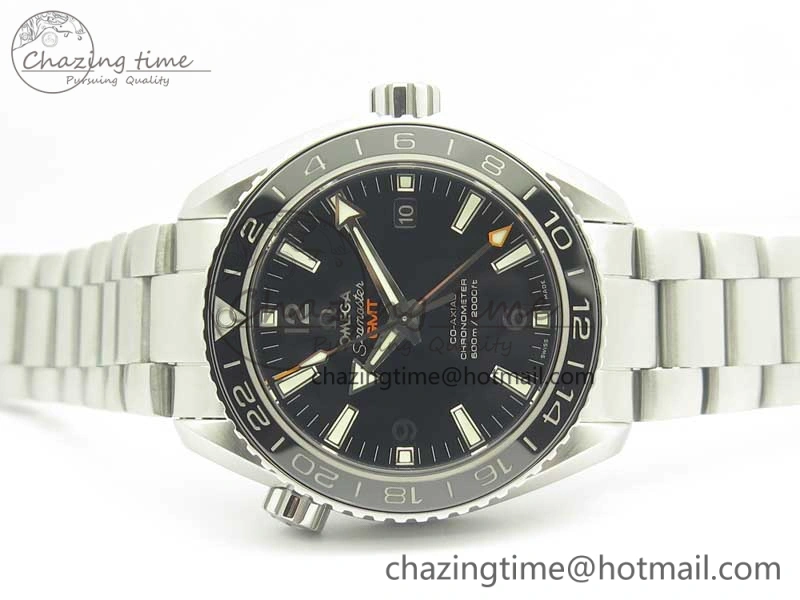 Planet Ocean 600M Co-Axial GMT 43.5mm VSF 1:1 Best Edition Black Dial Silver Markers on SS Bracelet A8605 Super Clone