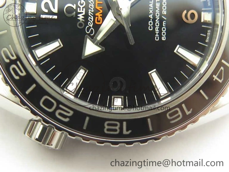 Planet Ocean 600M Co-Axial GMT 43.5mm VSF 1:1 Best Edition Black Dial Silver Markers on SS Bracelet A8605 Super Clone