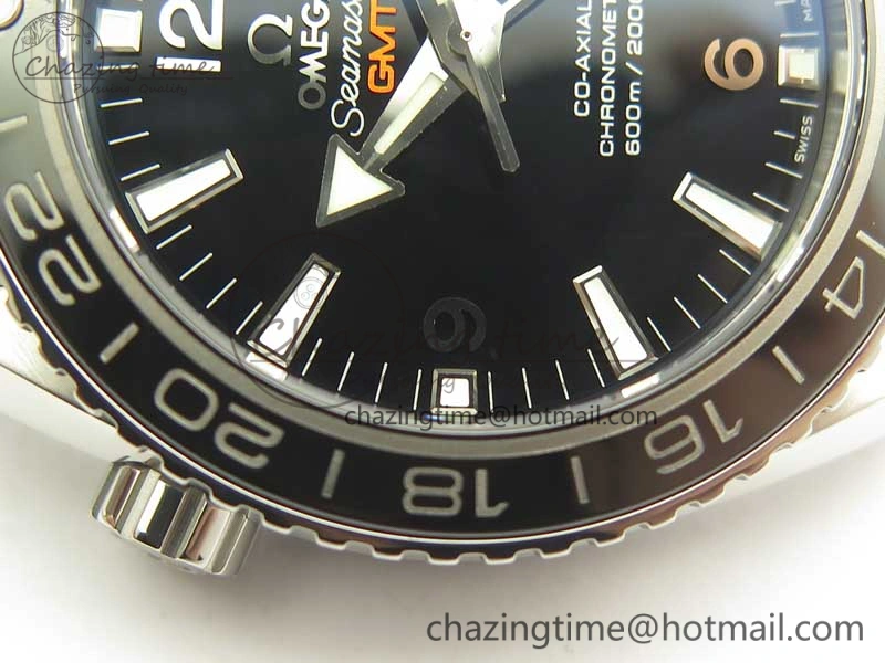Planet Ocean 600M Co-Axial GMT 43.5mm VSF 1:1 Best Edition Black Dial Silver Markers on SS Bracelet A8605 Super Clone