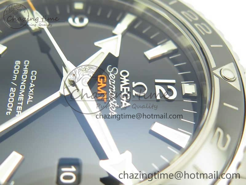 Planet Ocean 600M Co-Axial GMT 43.5mm VSF 1:1 Best Edition Black Dial Silver Markers on SS Bracelet A8605 Super Clone