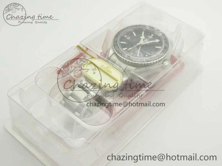 Planet Ocean 600M Co-Axial GMT 43.5mm VSF 1:1 Best Edition Black Dial Silver Markers on SS Bracelet A8605 Super Clone