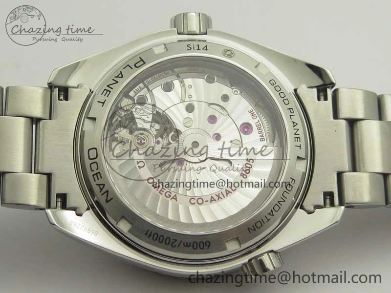 Planet Ocean 600M Co-Axial GMT 43.5mm VSF 1:1 Best Edition Blue Dial Blue Ceramic Bezel on SS Bracelet A8605 Super Clone