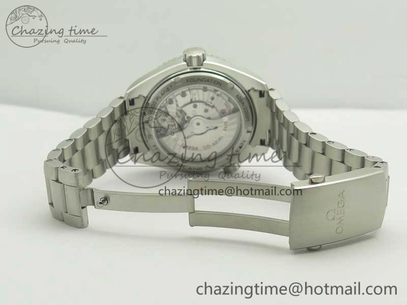 Planet Ocean 600M Co-Axial GMT 43.5mm VSF 1:1 Best Edition Blue Dial Blue Ceramic Bezel on SS Bracelet A8605 Super Clone