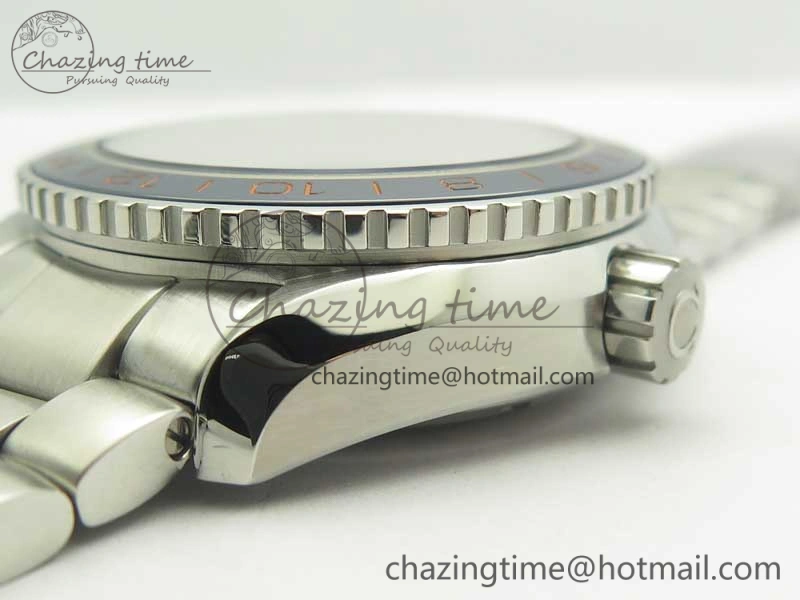 Planet Ocean 600M Co-Axial GMT 43.5mm VSF 1:1 Best Edition Blue Dial Blue Ceramic Bezel on SS Bracelet A8605 Super Clone