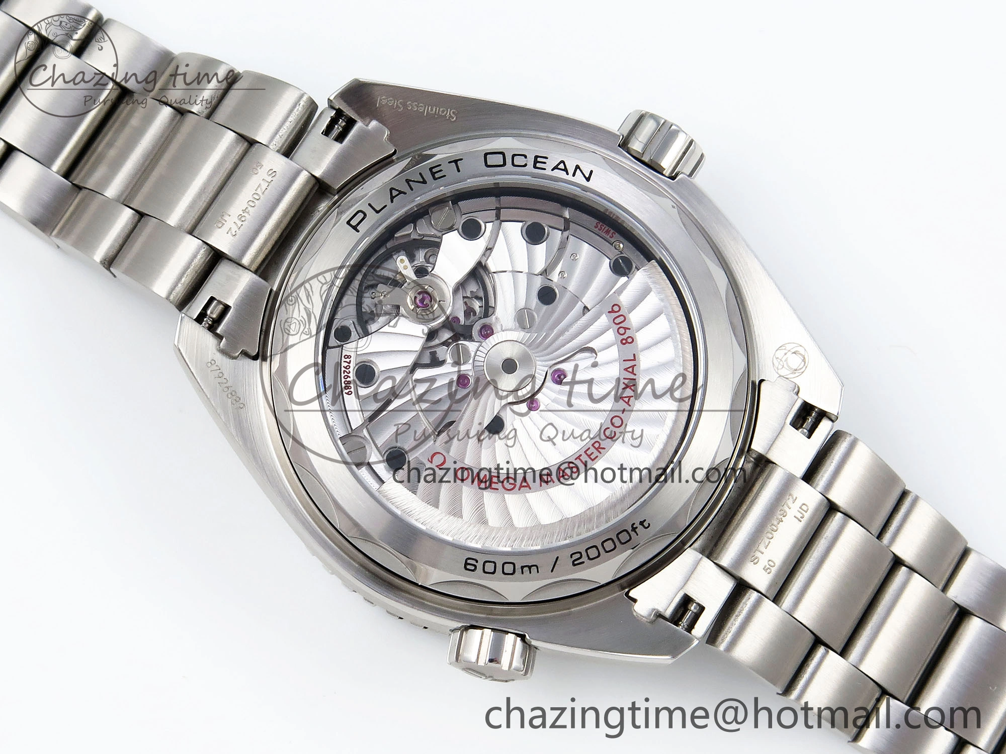 Planet Ocean 600M ‘Tai Chi’ GMT 43.5mm VSF 1:1 Best Edition Black White Ceramic Bezel and Dial on SS Bracelet A8906 Super Clone