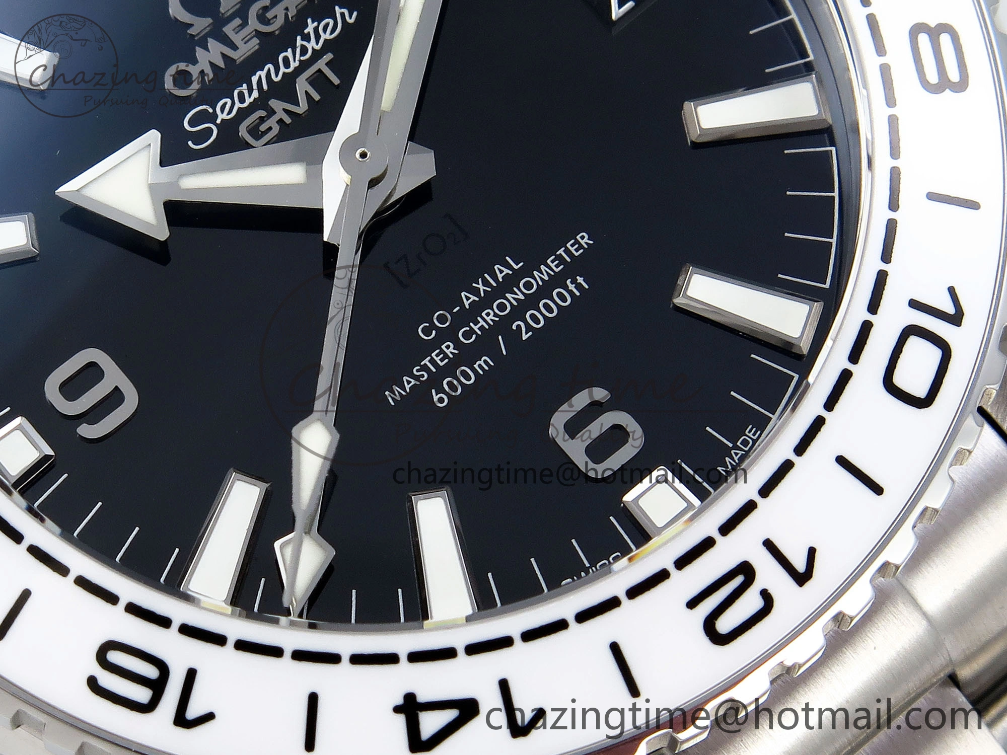 Planet Ocean 600M ‘Tai Chi’ GMT 43.5mm VSF 1:1 Best Edition Black White Ceramic Bezel and Dial on SS Bracelet A8906 Super Clone