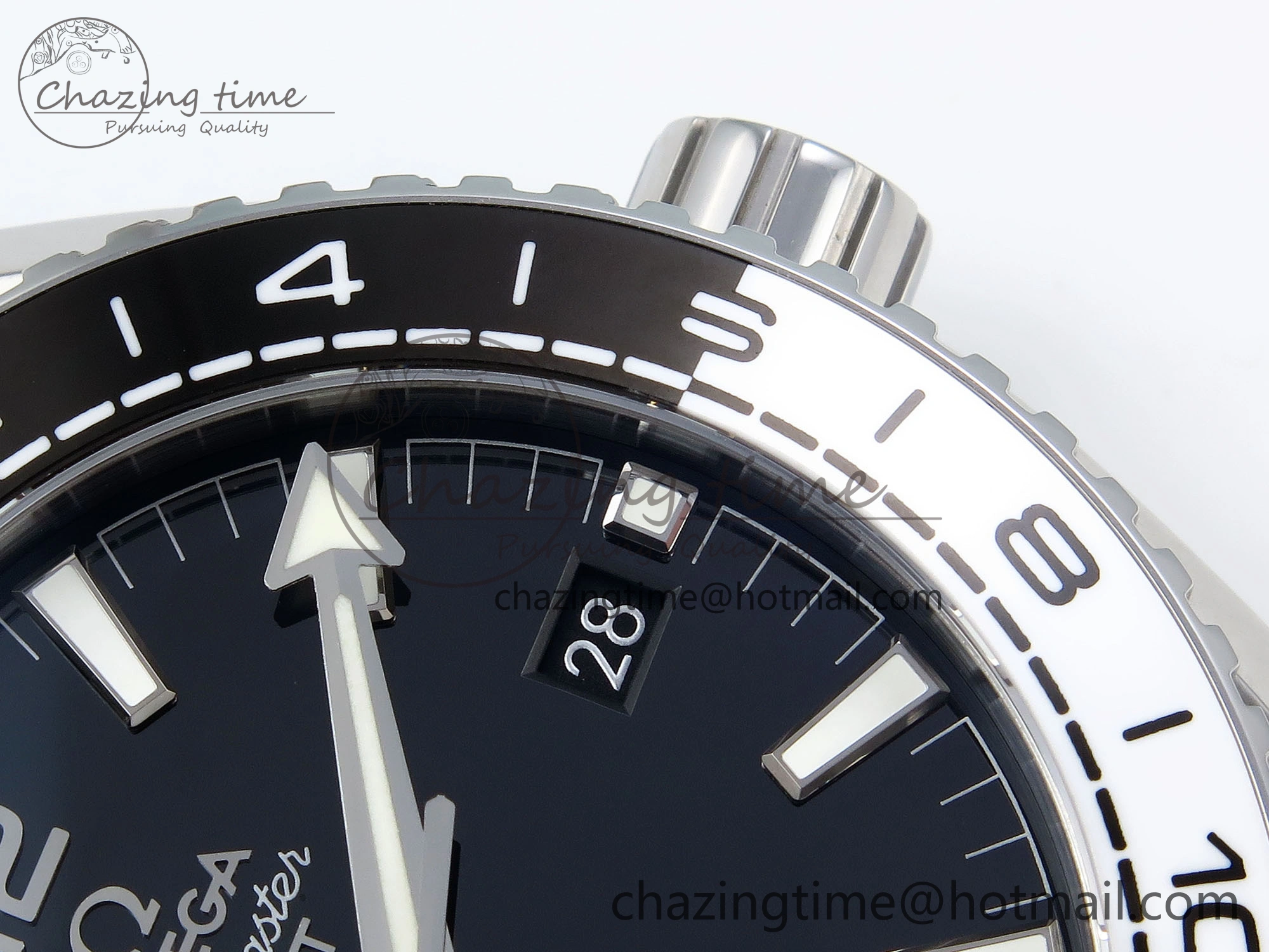 Planet Ocean 600M ‘Tai Chi’ GMT 43.5mm VSF 1:1 Best Edition Black White Ceramic Bezel and Dial on SS Bracelet A8906 Super Clone