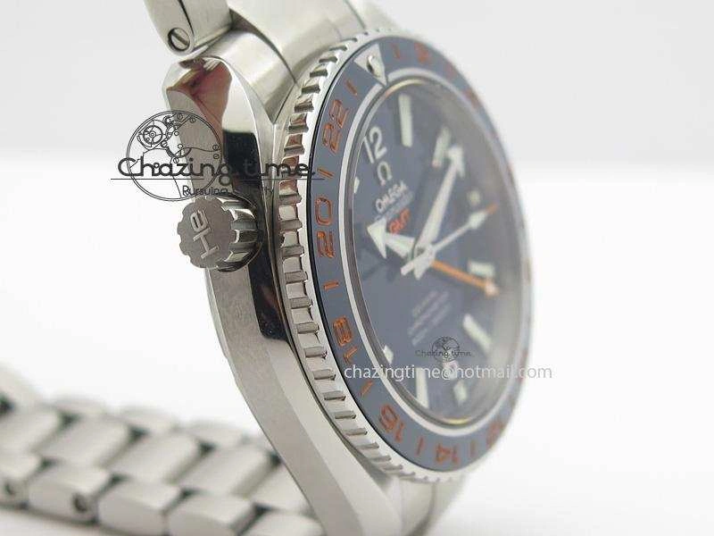 Planet Ocean GMT 42mm V6F 1:1 Best Edition Blue Bezel Orange Numbers On SS Bracelet A8605