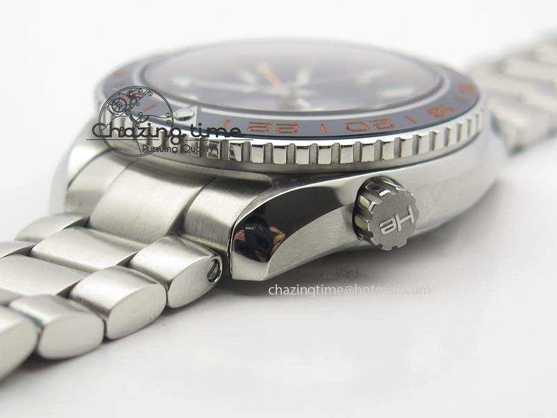 Planet Ocean GMT 42mm V6F 1:1 Best Edition Blue Bezel Orange Numbers On SS Bracelet A8605