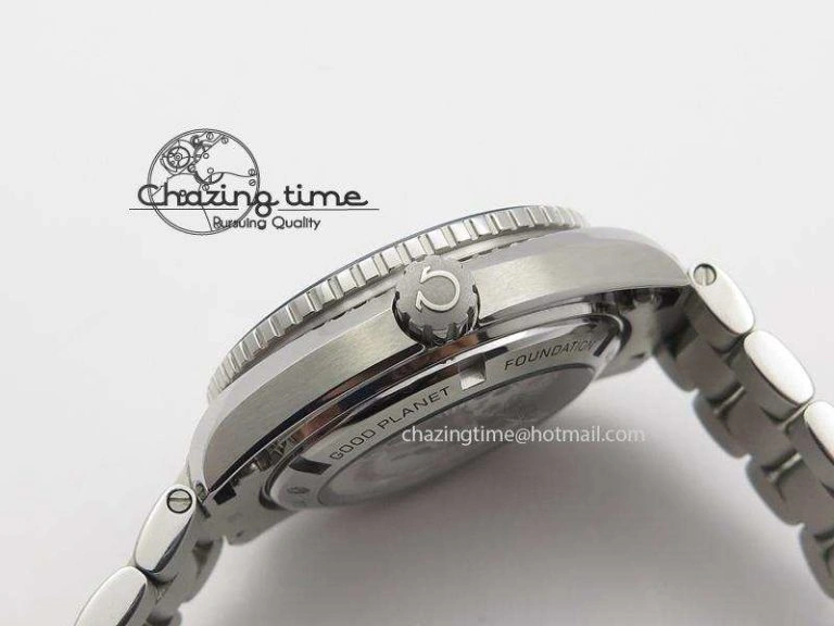 Planet Ocean GMT 42mm V6F 1:1 Best Edition Blue Bezel Orange Numbers On SS Bracelet A8605