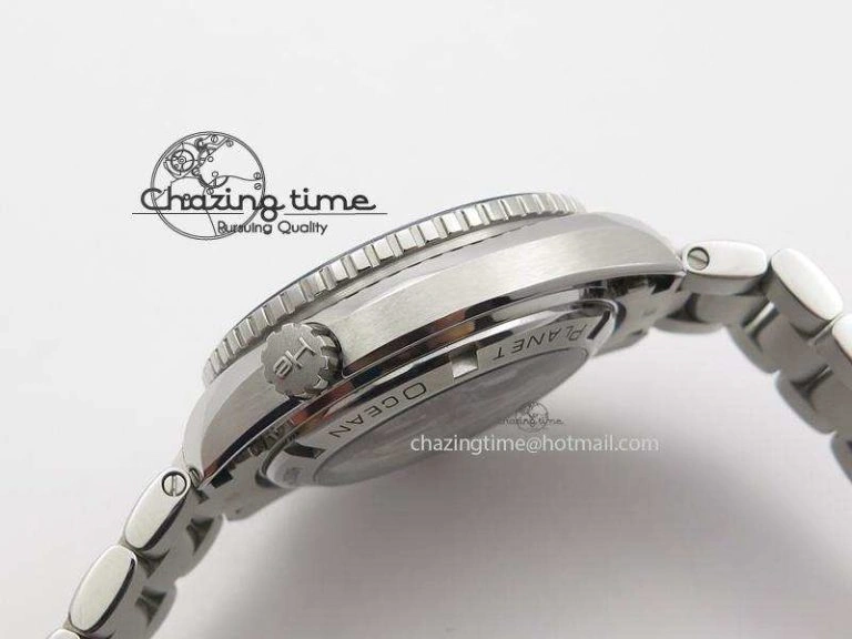 Planet Ocean GMT 42mm V6F 1:1 Best Edition Blue Bezel Orange Numbers On SS Bracelet A8605