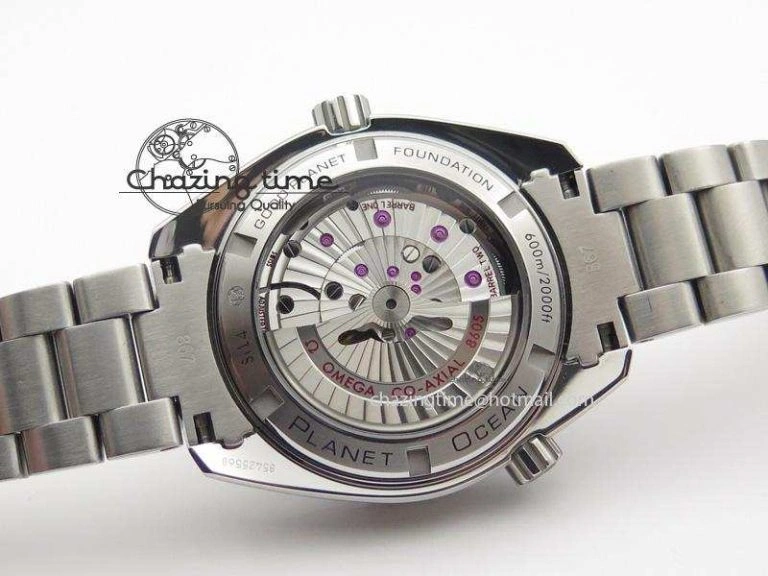Planet Ocean GMT 42mm V6F 1:1 Best Edition Blue Bezel Orange Numbers On SS Bracelet A8605