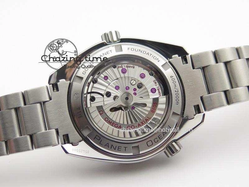 Planet Ocean GMT 42mm V6F 1:1 Best Edition Blue Bezel Orange Numbers On SS Bracelet A8605