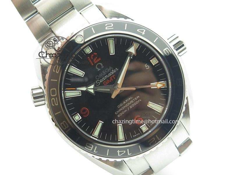 Planet Ocean GMT 42mm V6F Best Edition Black Dial Orange Markers On SS Bracelet A8605
