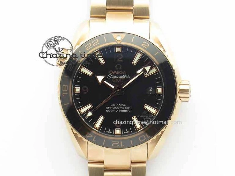 Planet Ocean GMT 43.5mm RG V6F 1:1 Best Edition Black Dial On RG Bracelet A8605
