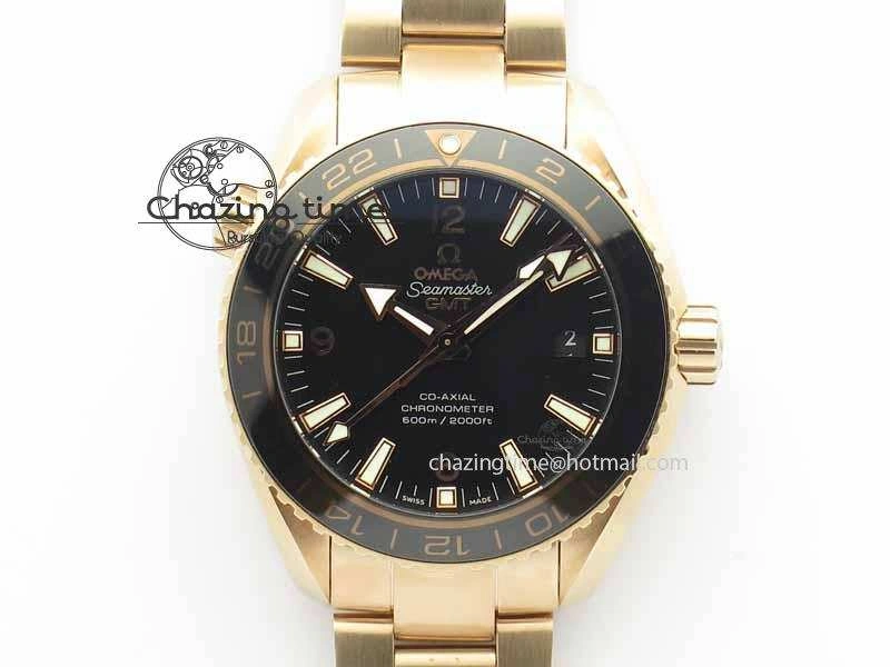 Planet Ocean GMT 43.5mm RG V6F 1:1 Best Edition Black Dial On RG Bracelet A8605