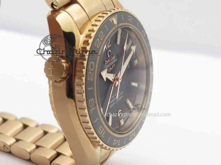 Planet Ocean GMT 43.5mm RG V6F 1:1 Best Edition Black Dial On RG Bracelet A8605