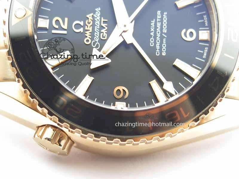 Planet Ocean GMT 43.5mm RG V6F 1:1 Best Edition Black Dial On RG Bracelet A8605