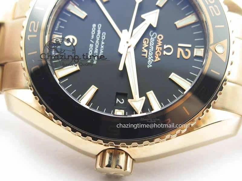 Planet Ocean GMT 43.5mm RG V6F 1:1 Best Edition Black Dial On RG Bracelet A8605