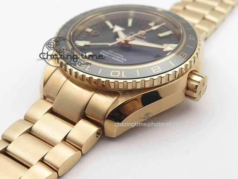 Planet Ocean GMT 43.5mm RG V6F 1:1 Best Edition Black Dial On RG Bracelet A8605