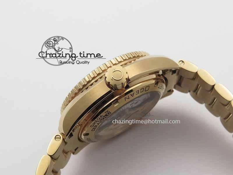 Planet Ocean GMT 43.5mm RG V6F 1:1 Best Edition Black Dial On RG Bracelet A8605
