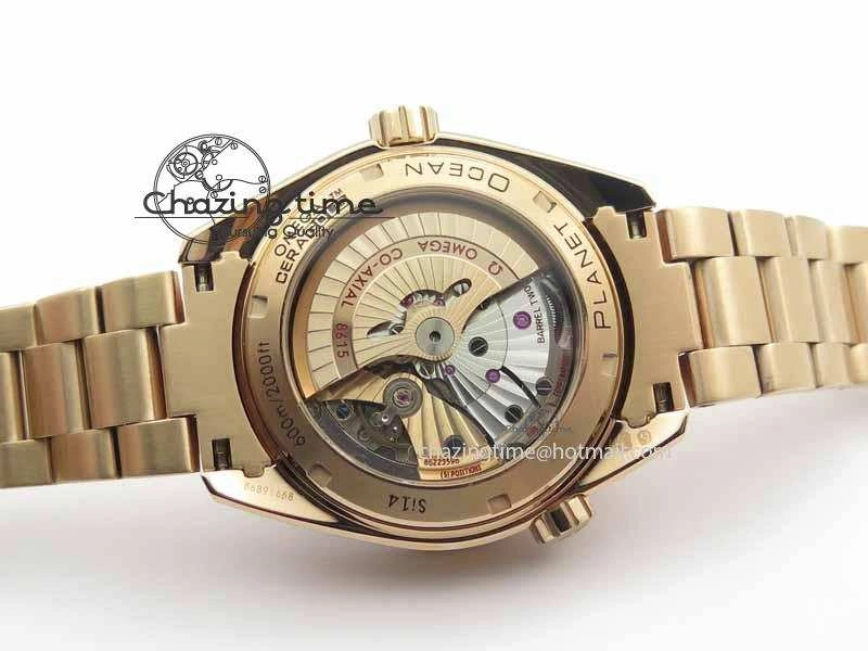Planet Ocean GMT 43.5mm RG V6F 1:1 Best Edition Black Dial On RG Bracelet A8605