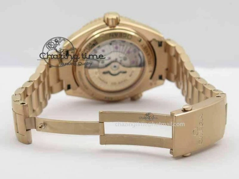 Planet Ocean GMT 43.5mm RG V6F 1:1 Best Edition Black Dial On RG Bracelet A8605